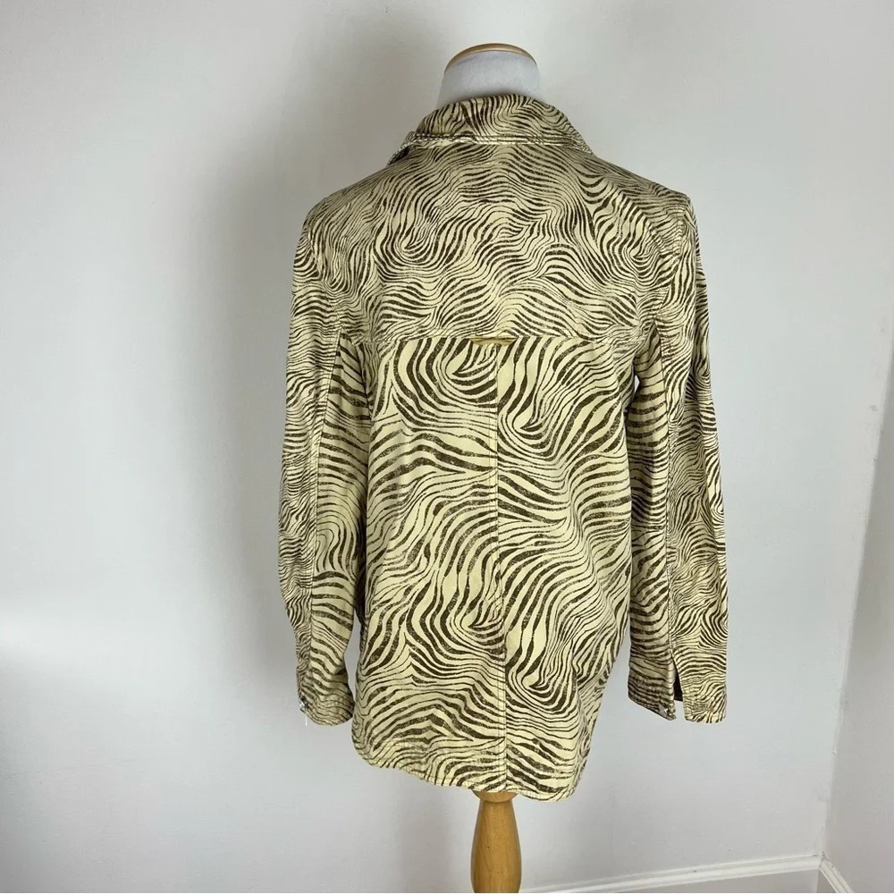 Pilcro Anthropologie Zebra Striped Shirt Jean Jacket Animal Print Shacket XS - Picture 5 of 8